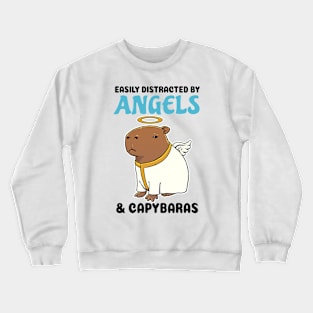 Easily Distracted by Angels and Capybaras Crewneck Sweatshirt